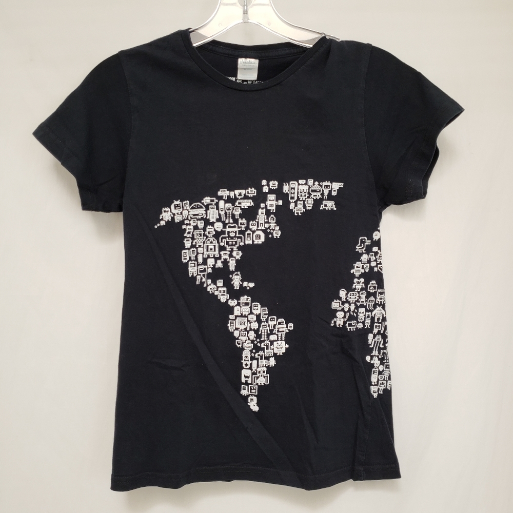 Black Threadless Robot World Tee
